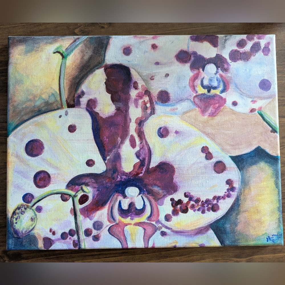Orchid Painting-Original Artwork 11x14 Acrylic